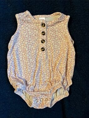 Lou Lou Sleeveless Floral Baby Bodysuit in Light Pink with Button Placket